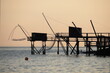 © Florian - Pornic, pêcheries en bois de la côte Atlantique, coucher de soleil