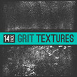 Two subtle grit vector textures made using sponge roller. Grime design elements on dark background. Distressed vector grunge style effect.  