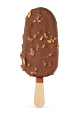 Wall Mural - Popsicle ice cream with chocolate coating and nuts isolated.