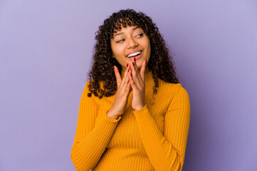 Poster - Young african american afro woman isolated making up plan in mind, setting up an idea.