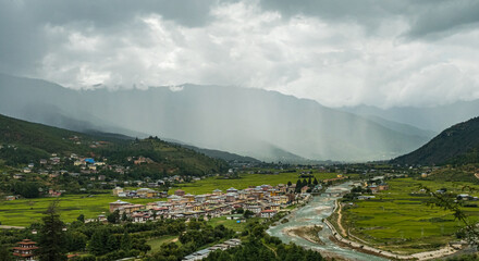 Wall Mural - City of Paro in Bhutan