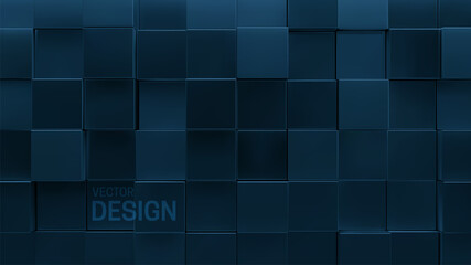 Poster - Navy blue cubic background.