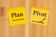 Making a pivot in your business plan on two yellow sticky note paper