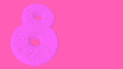 Poster - 3d volumetric numeral 8 in pink on a pink background. Women's Day.