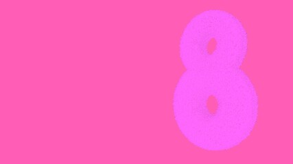 Poster - 3d volumetric numeral 8 in pink on a pink background. Women's Day.