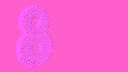 Poster - 3d volumetric numeral 8 in pink on a pink background. Women's Day.