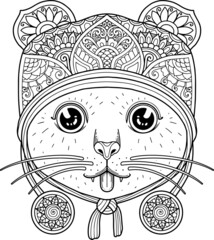 Wall Mural - cat head coloring page mandala design. print design. t-shirt design.