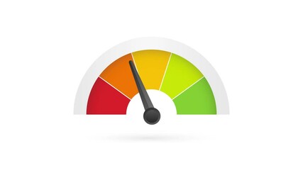 Sticker - Rating customer satisfaction meter. Different emotions art design from red to green. Abstract concept graphic element of tachometer, speedometer, indicators, score. Motion design.