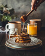 © The Picture Pantry - Pancake stack with honey drizzle.