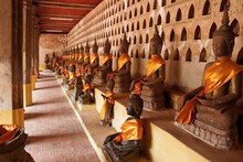 Rows Of Buddha Images And Niches At Wat Si Saket, Vientiane, Laos