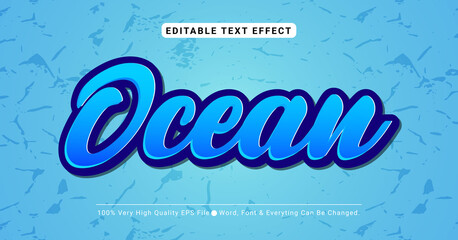 Sticker - 3D Modern Ocean Blue Text Style Effect, Editable Text Effect