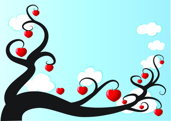 Wall Mural - vector heart shape tree design background