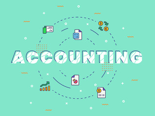 Wall Mural - accounting typography calligraphy word art with filled color style