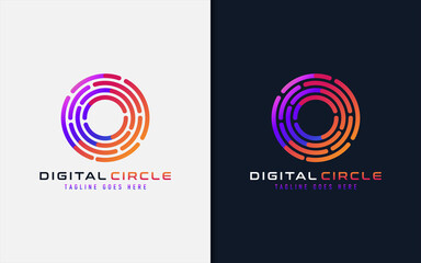 Poster - Digital Circle Logo Design. Creative Lines Circular Symbol Usable For Business Brand, Tech and Company. Vector Logo Illustration.