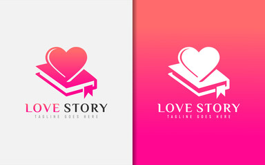 Wall Mural - Love Story Logo Design. Abstract Diary Combined with Love Symbol. Vector Logo Illustration.