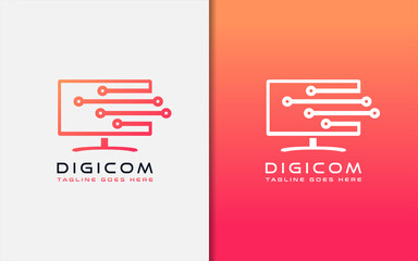 Poster - Creative Digital Computer Logo Design. Usable for Business Brand, Tech and Company. Vector Logo Illustration.