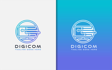 Poster - Creative Digital Computer Logo Design. Usable for Business Brand, Tech and Company. Vector Logo Illustration.