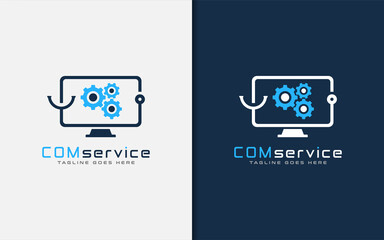 Poster - Computer Service Logo Design. Vector Tech Service Logo Illustration.