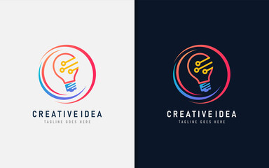 Aufkleber - Creative Idea Logo Design. Abstract Lightbulb and Circle Combination. Vector Logo Illustration.