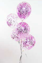 Pink balloon party on the white background.