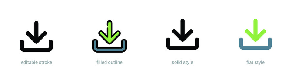 Poster - Download icon vector. Simple editable stroke, outline, filled outline, solid and flat style. Button icon symbol isolated. EPS 10