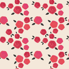 Vector Seamless Pattern With Rose Flowers