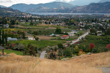 View of the Okanagan Lake on an Autumn Day. Great Reflection in Water.