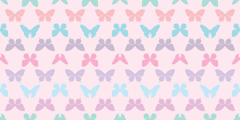 Poster - Colorful butterfly silhouette seamless pattern background