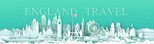 Vector Illustration Travel London England Famous Landmarks Europe.