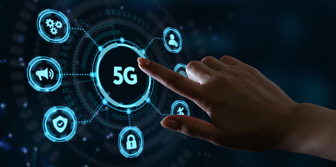 The concept of 5G network, high-speed mobile Internet, new generation networks. Business, modern technology, internet and networking concept