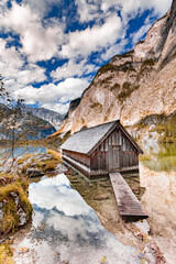 Poster - Boat house at the Obersee in Berchtesgadener Land, Bavaria, Germany.