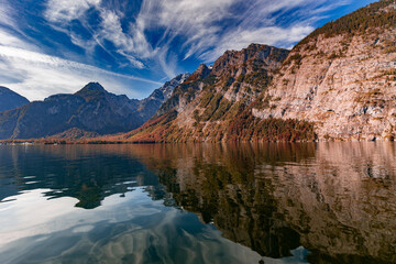 Sticker - Autumn at the KÃ¶nigssee in Berchtesgadener Land, Bavaria, Germany.