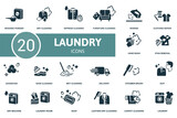 Fototapeta Natura - Laundry icon set. Contains editable icons laundry theme such as dry cleaning, furniture cleaning, clothing repair and more.