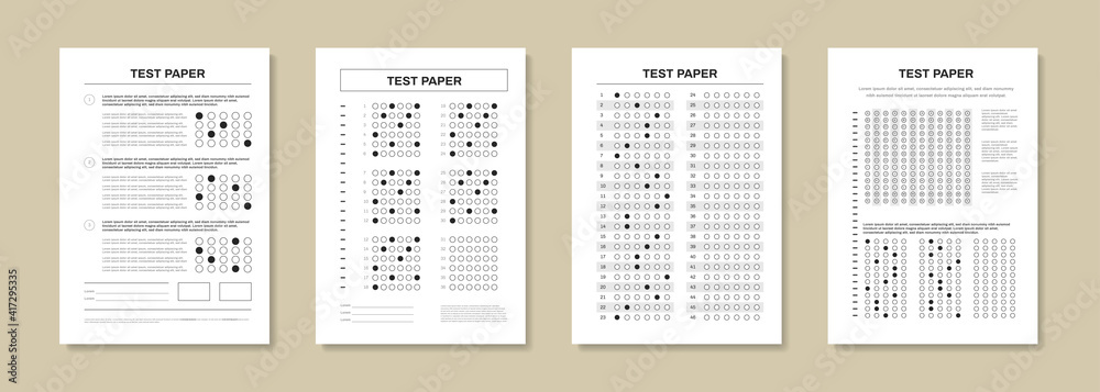 Exam Test Papers Set Stock Vector | Adobe Stock