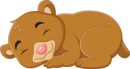 Wall Mural - Cartoon funny baby bear sleeping