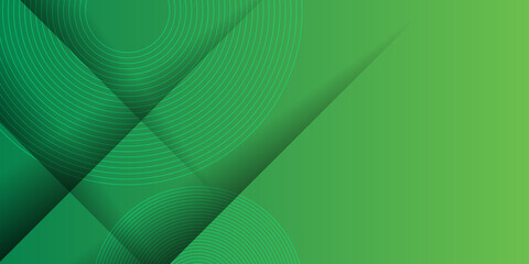 Abstract green gradient vector banner. Halftone dotted minimal contemporary long background. Geometric circle abstract background, creative geometric wallpaper.