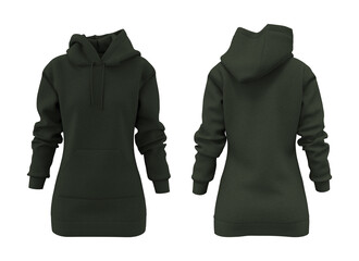 Blank hooded sweatshirt mockup for print, 3d rendering, 3d illustration