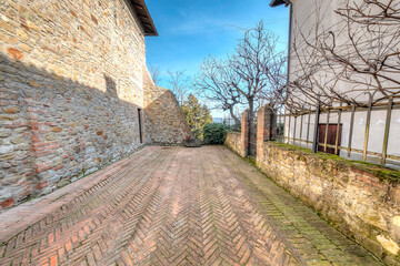 Wall Mural - View of the old centre of Zavattarello, small village in the hilly area of Oltrepo Pavese, between Lombardy, Piedmont and Liguria regions (Northern Italy). Its famous for its medieval castle.