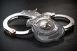 © Maksym Yemelyanov - Special police badge and handcuffs ion wooden table. Law enforcement amd security.