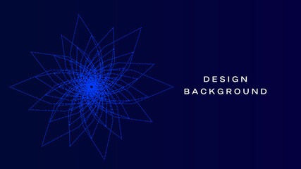 Poster -  Geometric flower shape abstract blue background with snowflakes . 