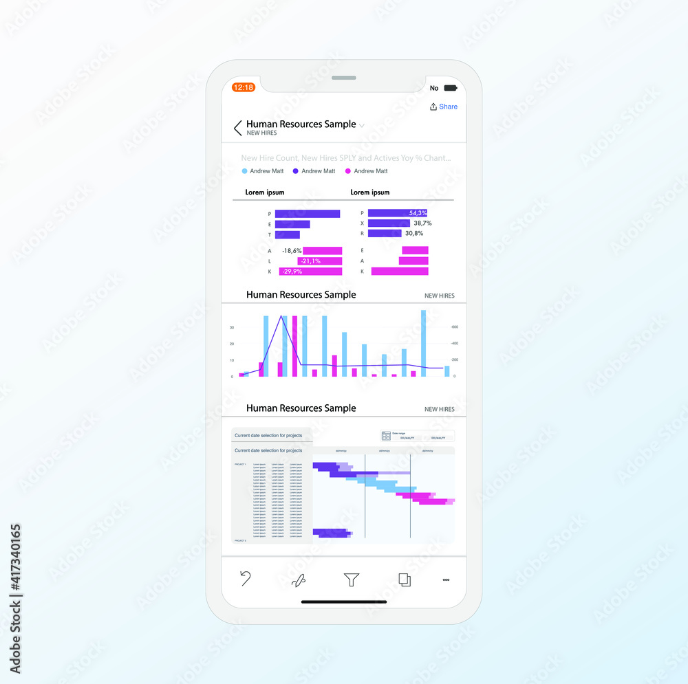 Mobile dashboard with project plan Stock Vector | Adobe Stock