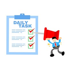 Wall Mural - businessman worker and daily task checklist form business cartoon doodle flat design style vector illustration