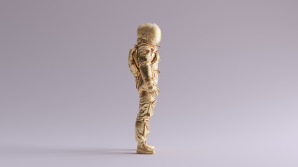 Wall Mural - gold spaceman astronaut cosmonaut ace style 3d illustration 3d render