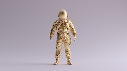 Wall Mural - gold spaceman astronaut cosmonaut ace style 3d illustration 3d render