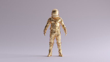 Wall Mural - gold spaceman astronaut cosmonaut retro style 3d illustration 3d render