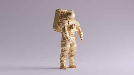 Wall Mural - Gold Spaceman Astronaut Cosmonaut Space Walk Style 3d illustration 3d render	
