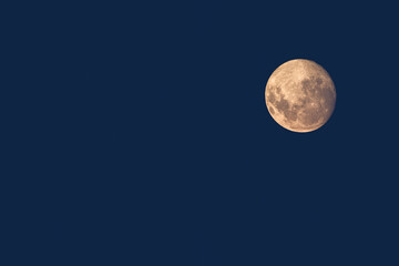 Wall Mural - full super moon glowing against blue sky dark background