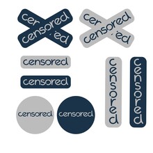 Censored Stickers Set In Gray And Dark Blue