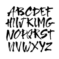 Wall Mural - vector acrylic brush style hand drawn alphabet font. calligraphy alphabet on a white background