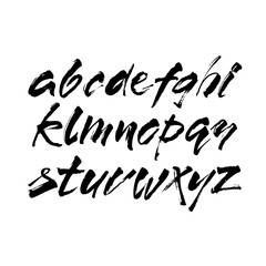 Wall Mural - vector acrylic brush style hand drawn alphabet font. calligraphy alphabet on a white background